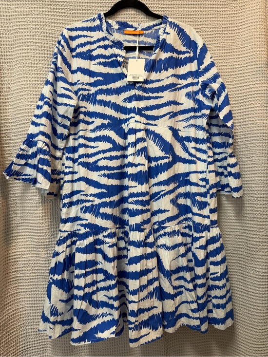 Oliphant Dresses & Skirts - NEW Oliphant Large Blue and White Bell Sleeved Tiered Mini Dress